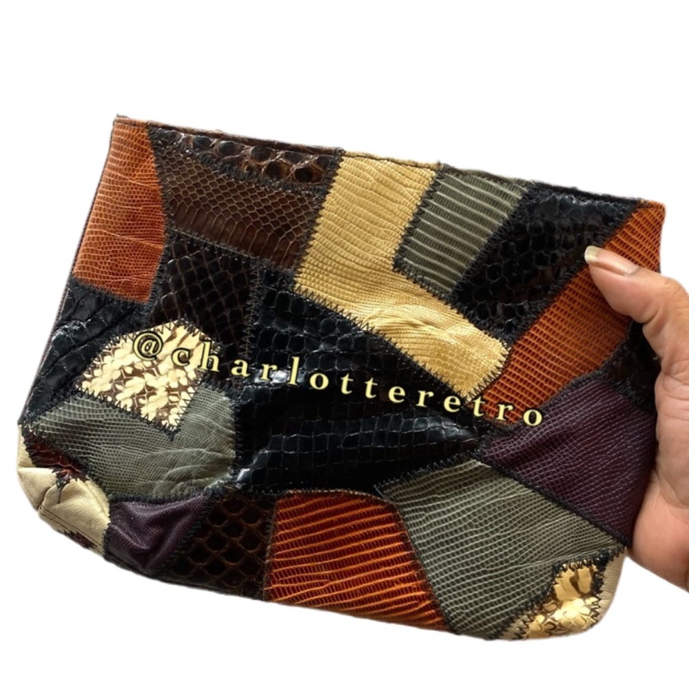 Vtg Caprice Original Patchwork Leather Clutch W C… - image 4